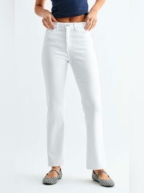 Just Black Denim Mid-rise Bootcut White Jeans with Raw Hem